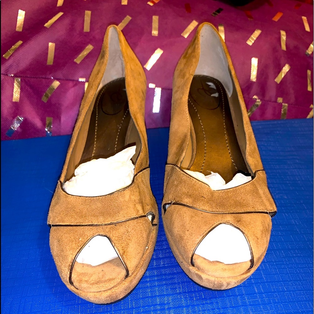 Brown suede heels